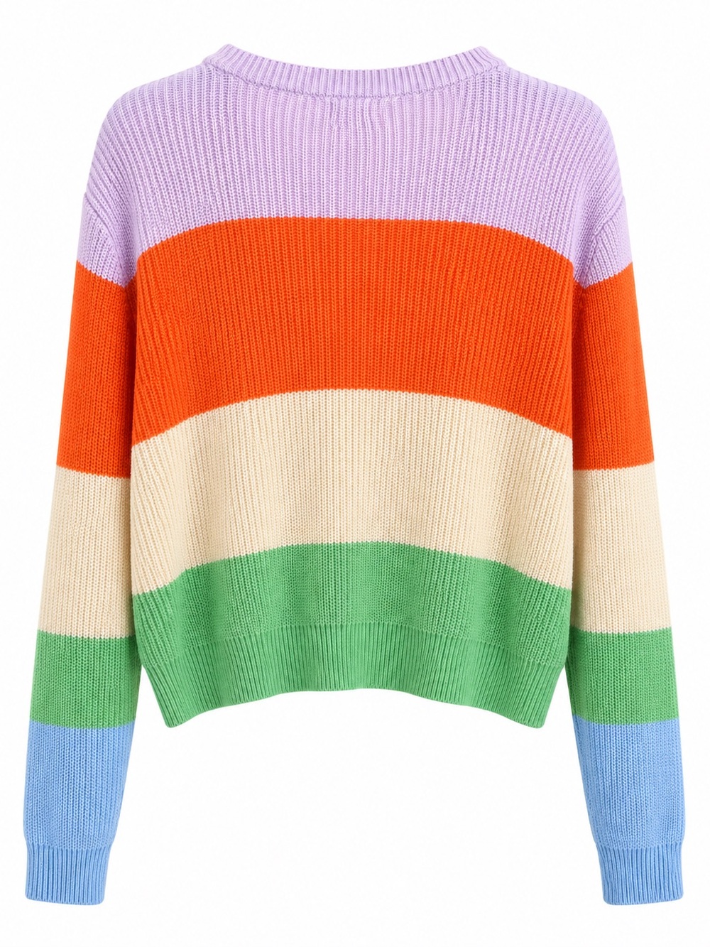 Cotton On Lavender Orange Cream Green Blue Striped Crewneck Sweater - Picture 2 of 3